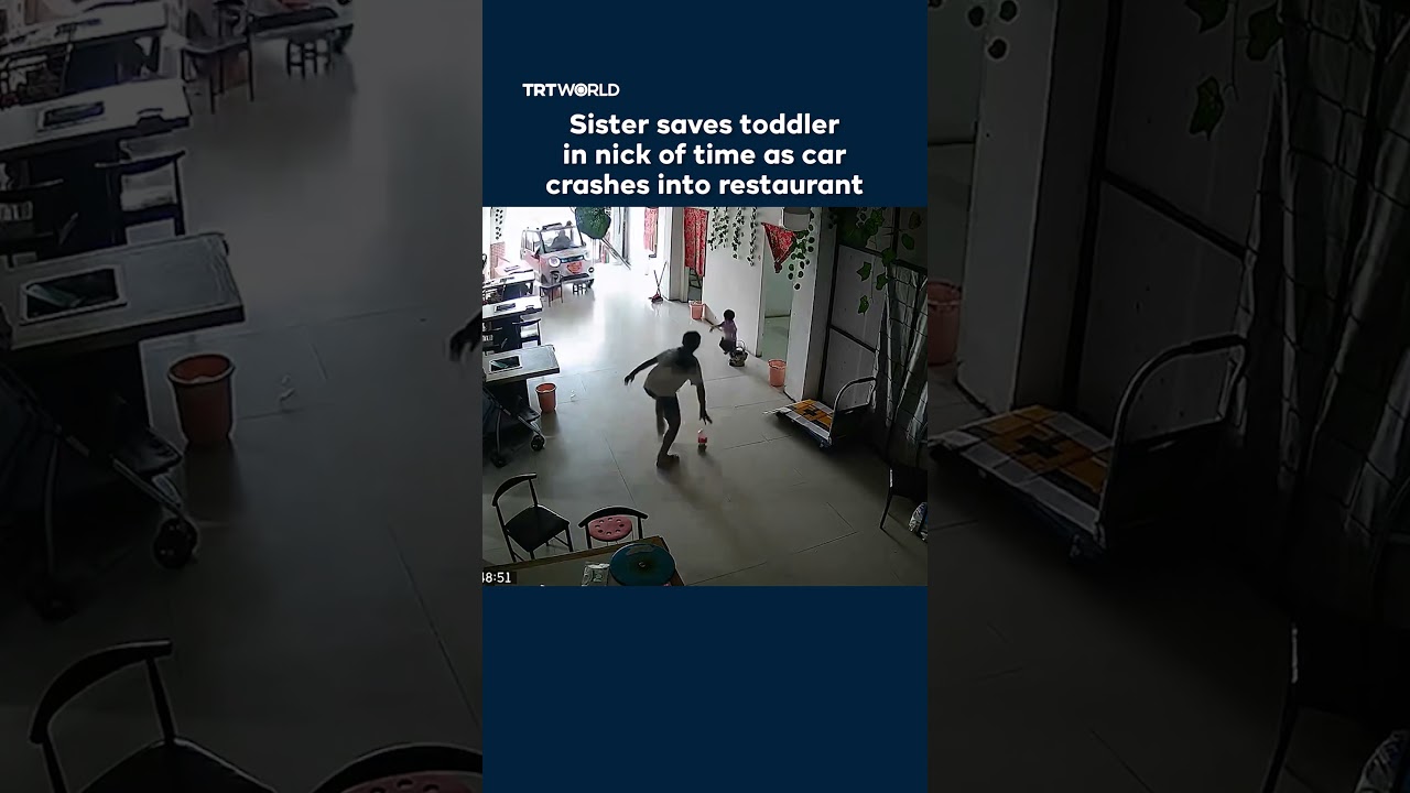 11-year-old sister barely saves toddler as car crashes into restaurant