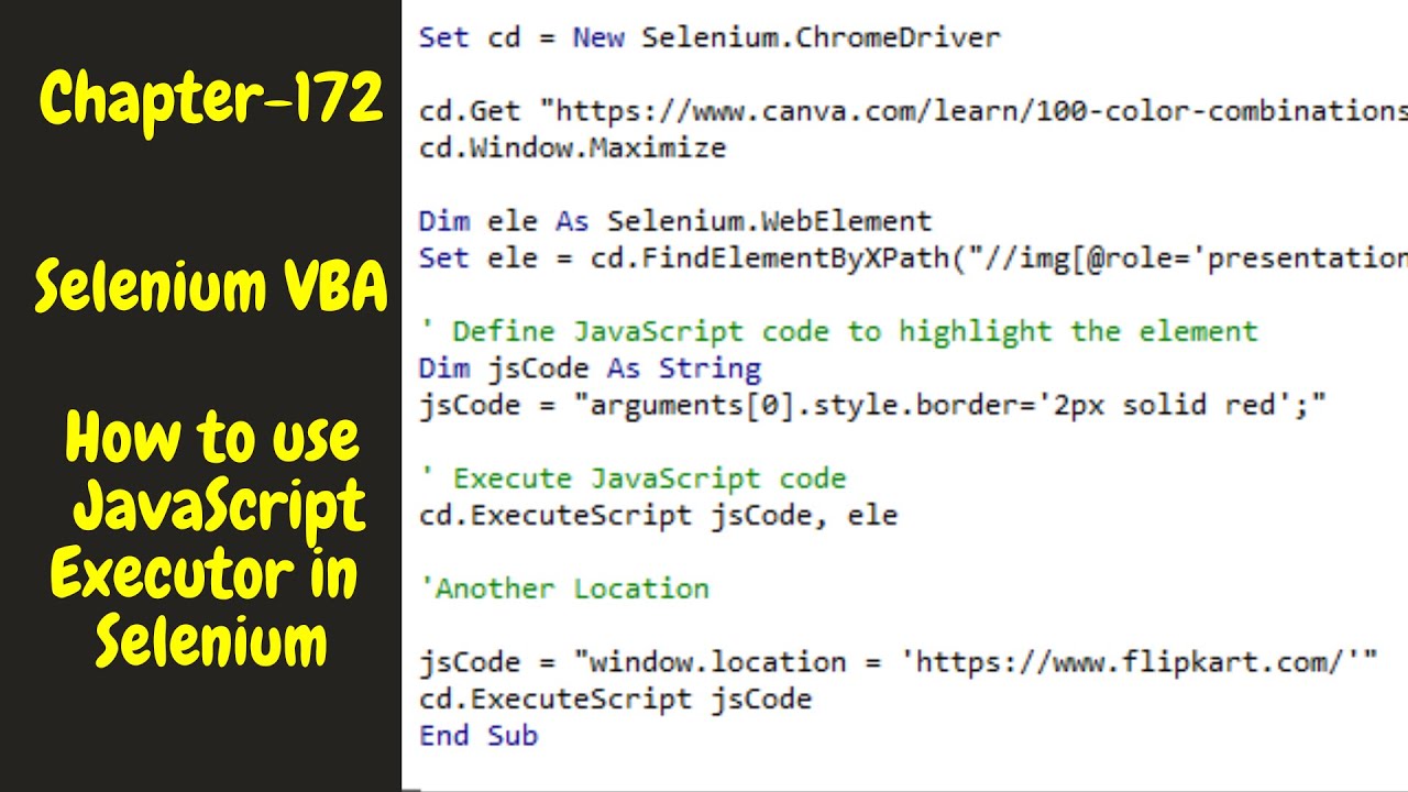 Selenium VBA - How do I Execute JavaScript Code in Selenium