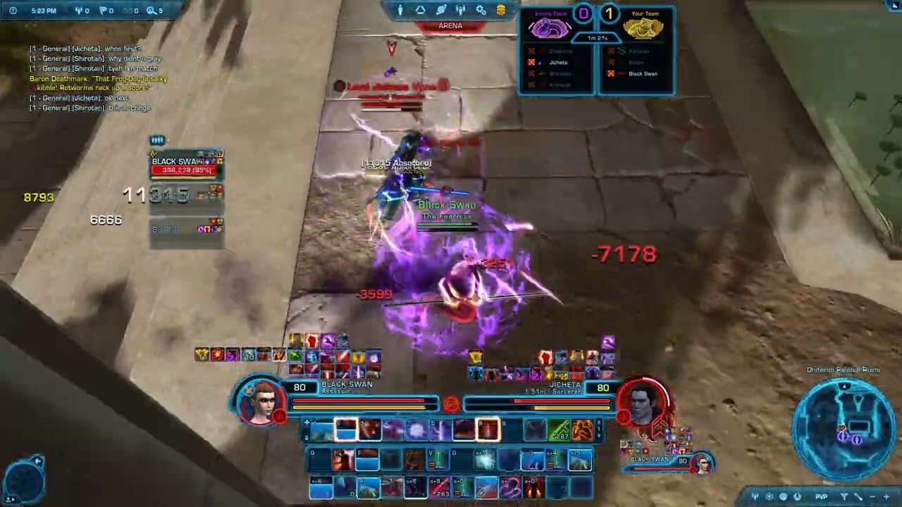 1v1 vs Jicheta - Deception Sin vs Madness Sorc - Swtor 7.7 Arena PvP