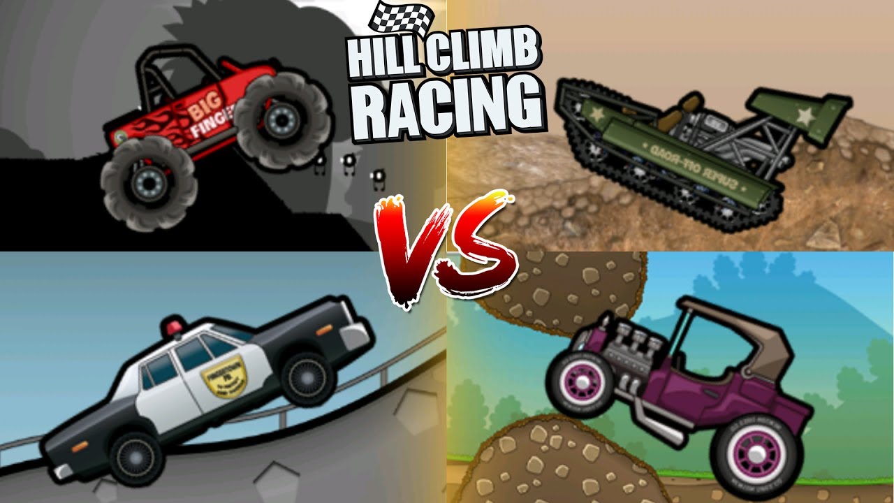Hill Climb Racing Big Finger VS Super Offroad VS Police Car VS Hot Rod