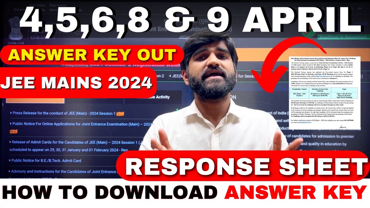 JEE Main 2024 Answer Key OUT🔥| Response Sheet For JEE Main 2024 |How to Download JEE Main Answer Key