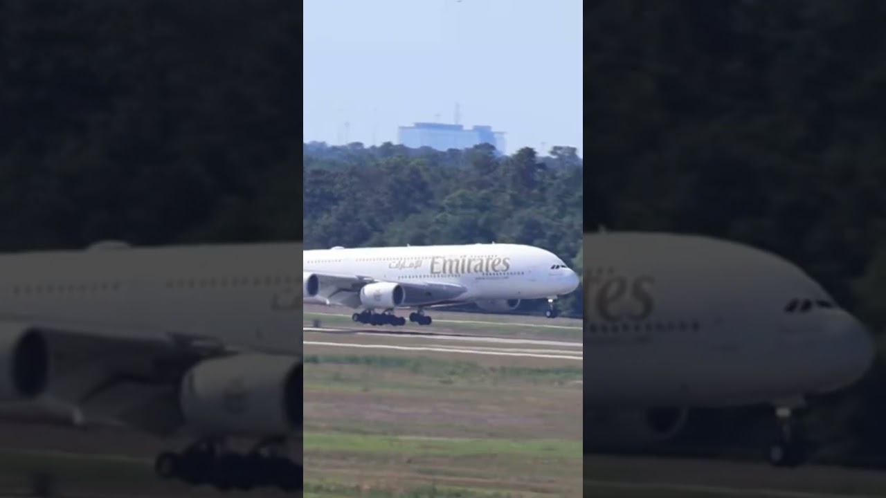 Emirates A388 Landing at IAH #aviation #planespotting #airbus #a380 #commercialaircraft #shorts #fyp