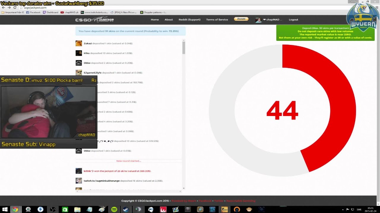 BroedrostTV | $2478 WIN - Trolling chapMAD on CSGOJackpot (ENG SUBS)