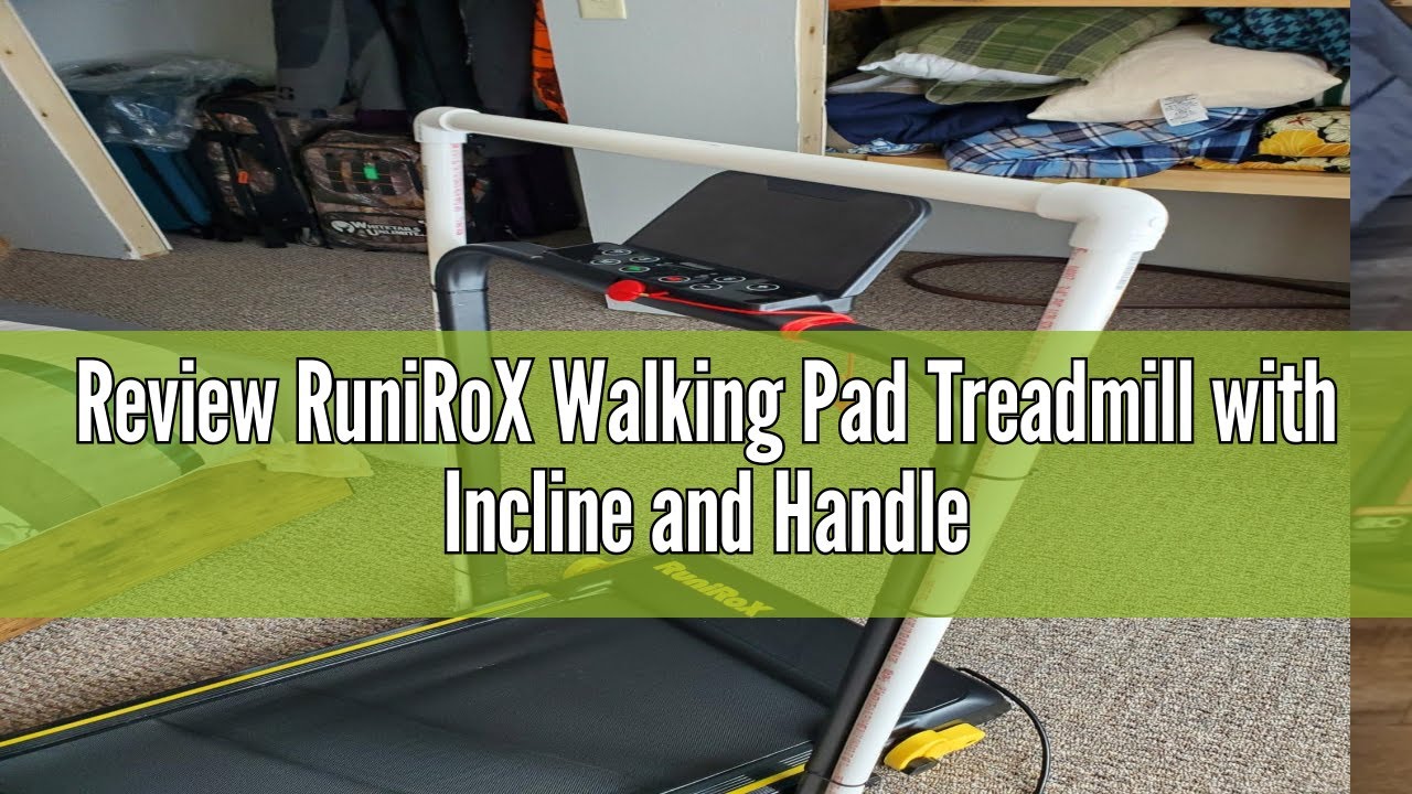 Review RuniRoX Walking Pad Treadmill with Incline and Handle Bar, Colorful Lights, LED Display and R