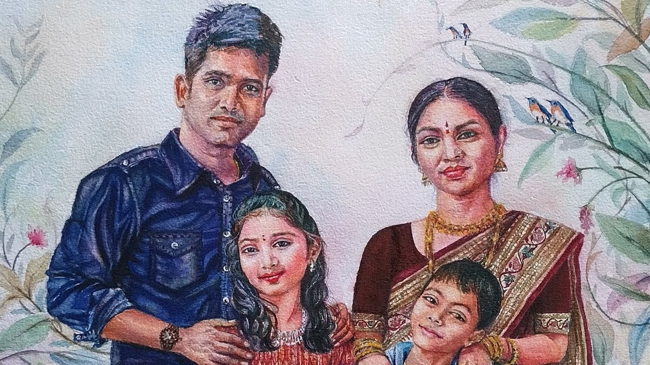 Family #Portrait in #Watercolors - Complete Video 