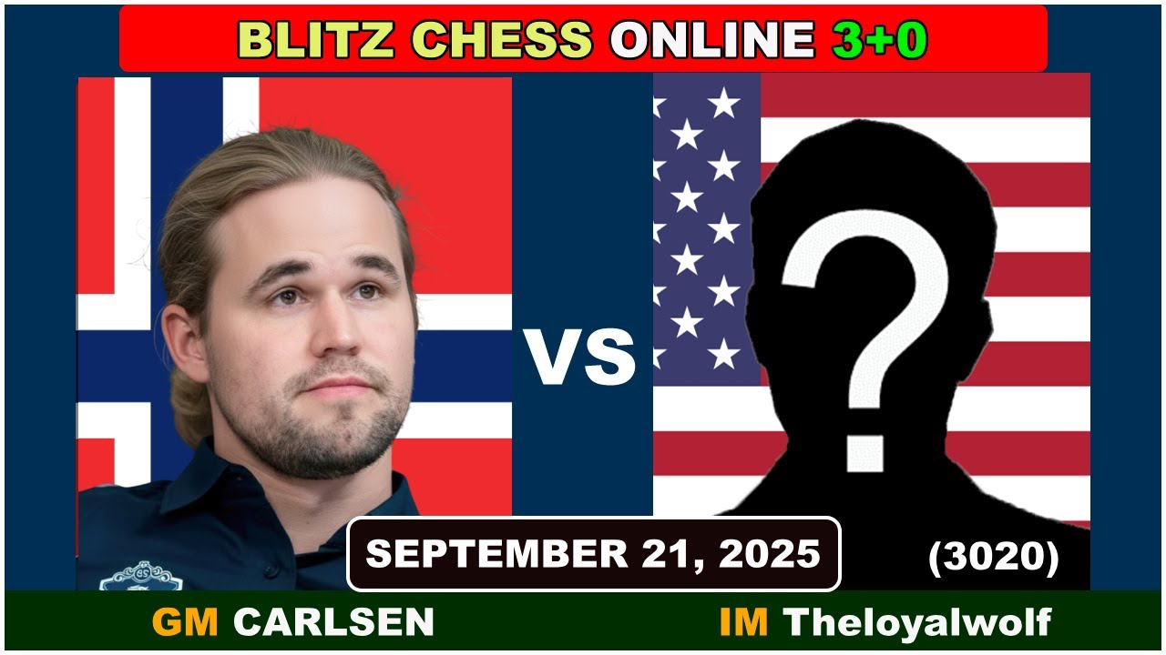 Magnus Carlsen vs IM theloyalwolf | Blitz Chess 3+0 | ChessCom | September 21, 2025