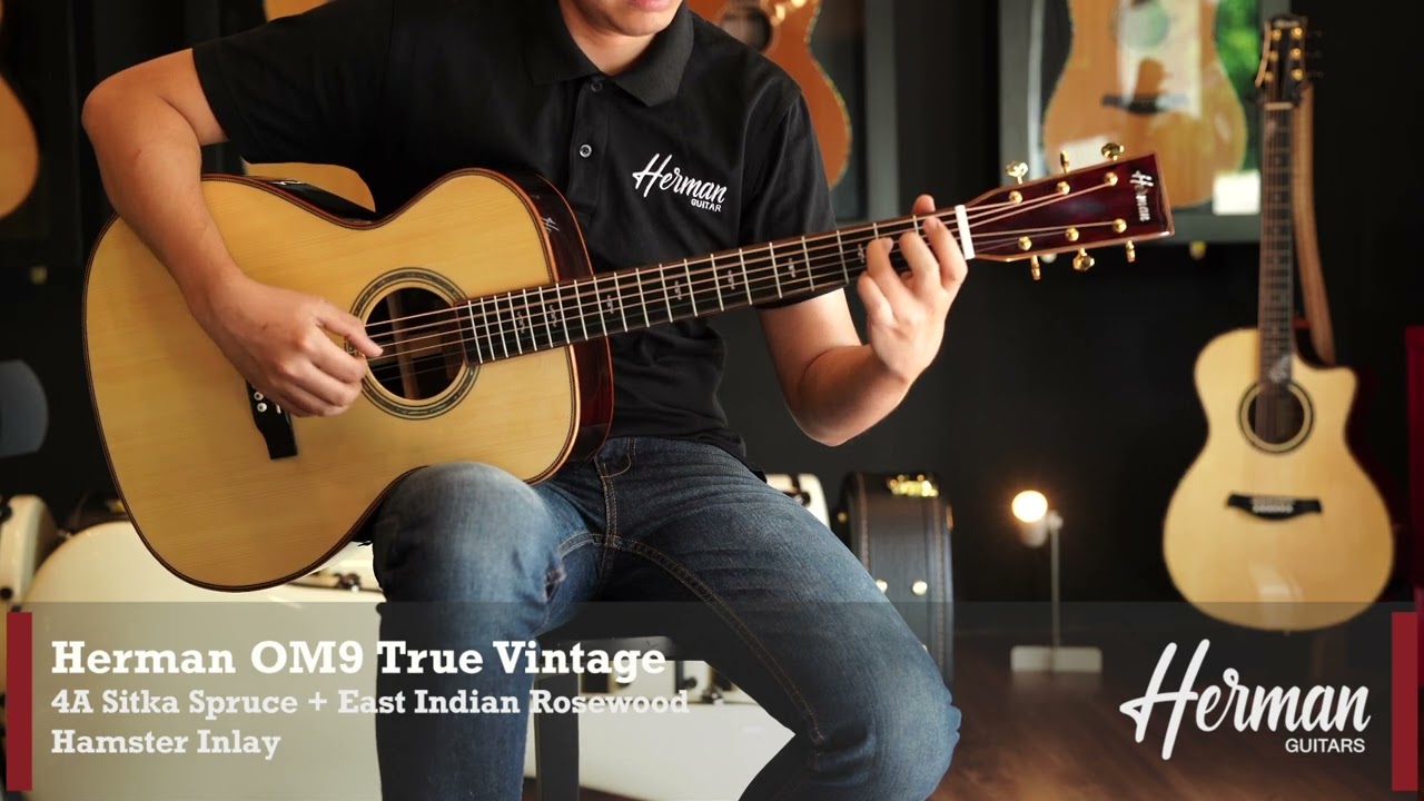 Herman OM9 True Vintage 1930 - 4A Sitka Spruce (Hamster Inlay)