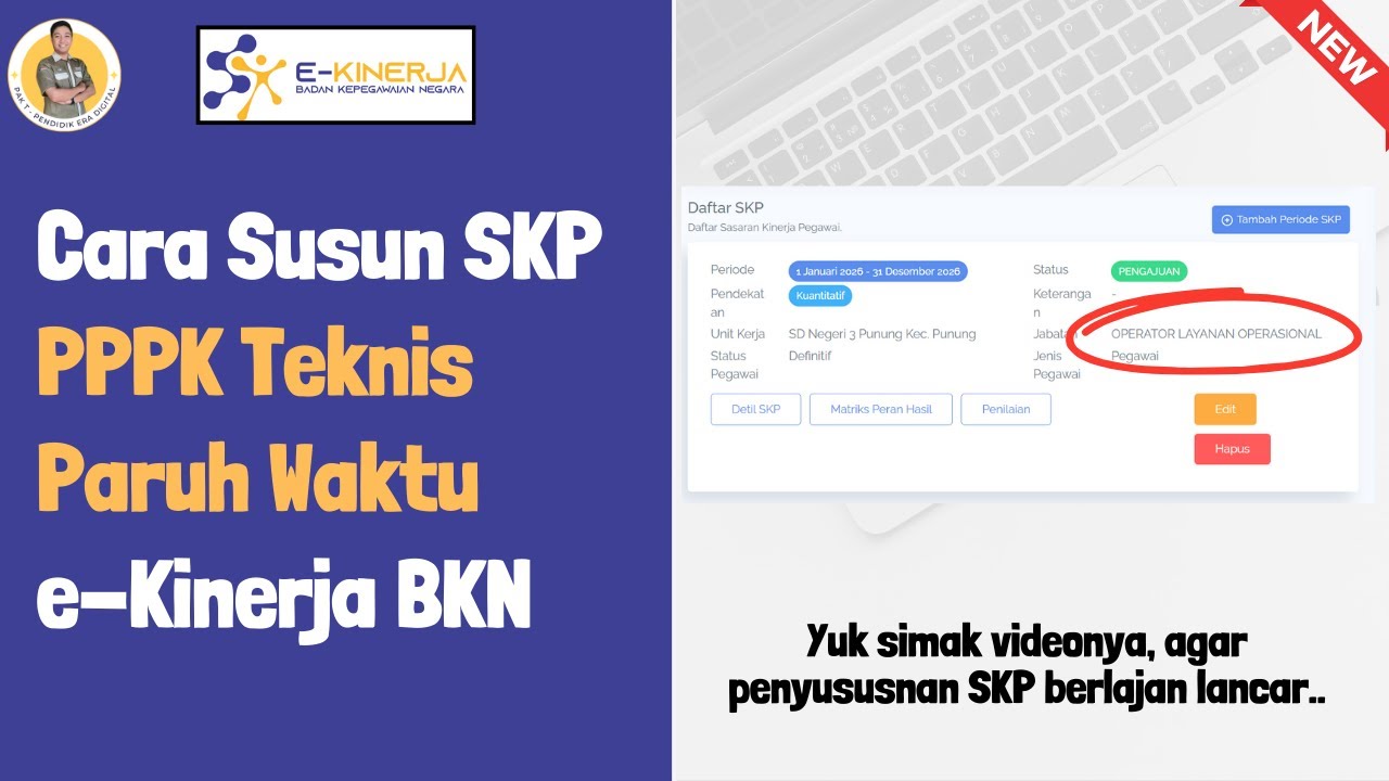 Cara Menyusun SKP di e-Kinerja bagi PPPK Teknis Paruh Waktu Terbaru
