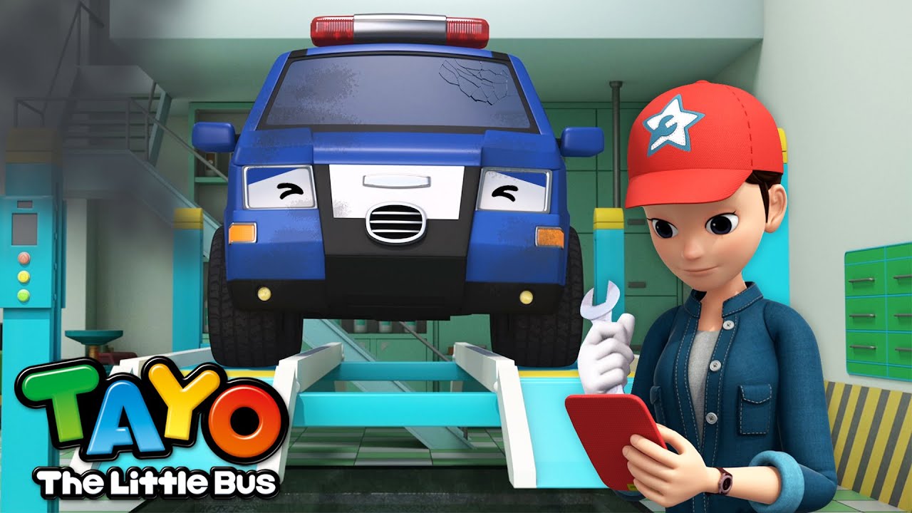 Let's Repair the Police Car | Repair Shop Cartoon for Kids | The Best Mechanic | Tayo the Little Bus