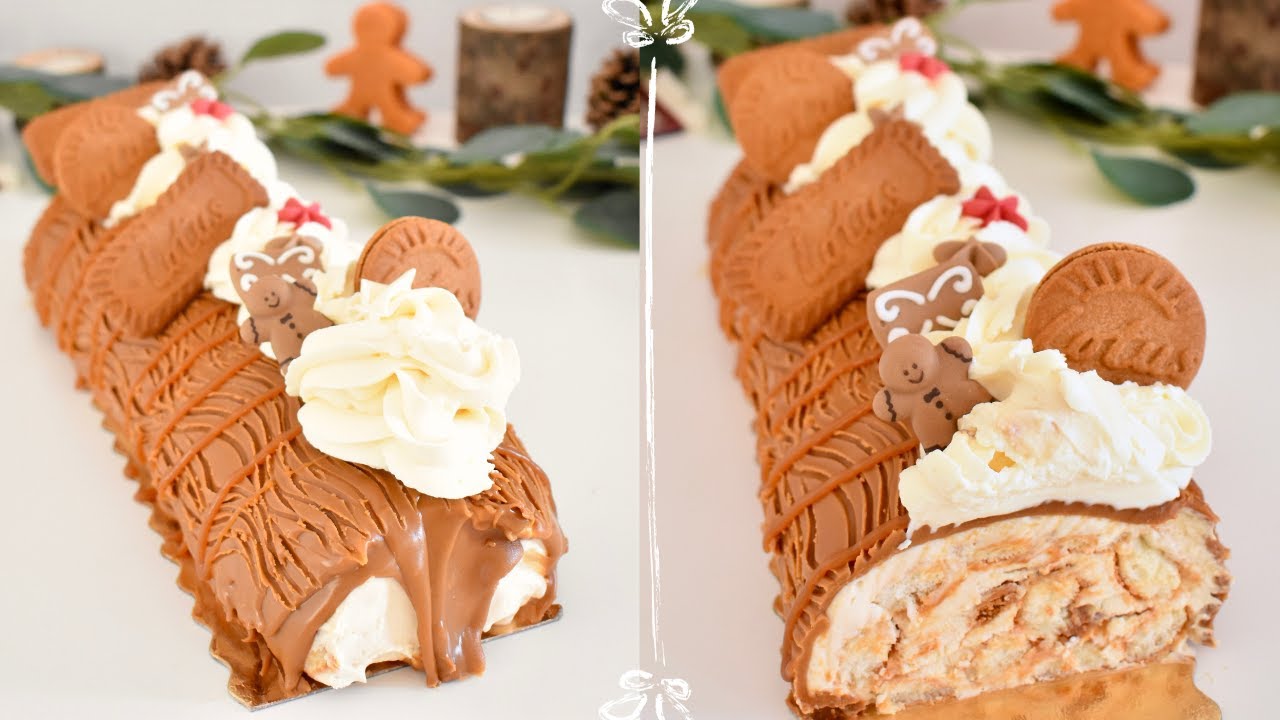 Bûche Express Spéculoos Caramel 🤤 SANS Cuisson - Recette Très Facile