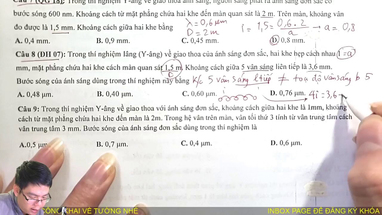 Chữa bài tập giao thoa ánh sáng đơn sắc phần 2