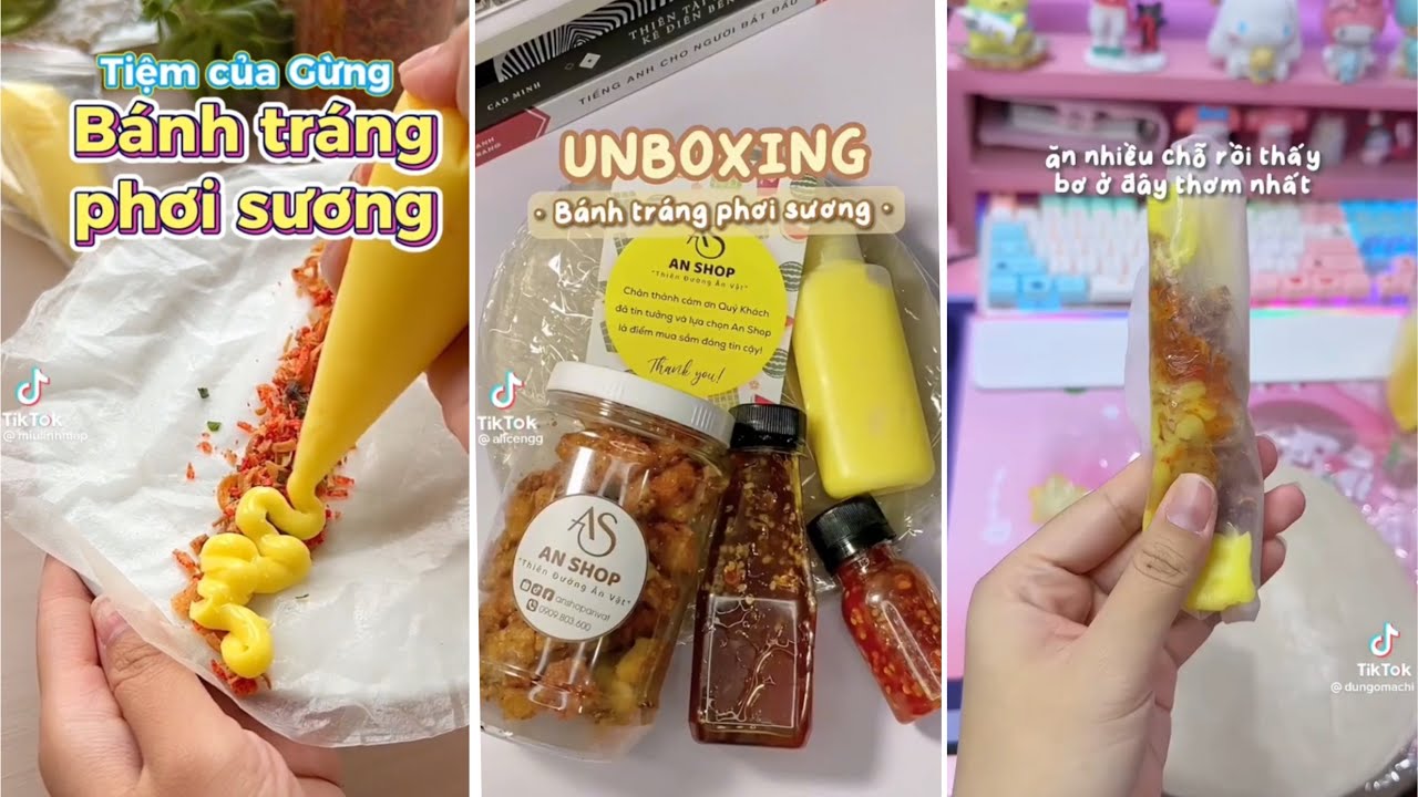 Tik Tok || Tổng hợp những video unboxing bánh tráng phơi sương siêu ngon 😋 #unboxing