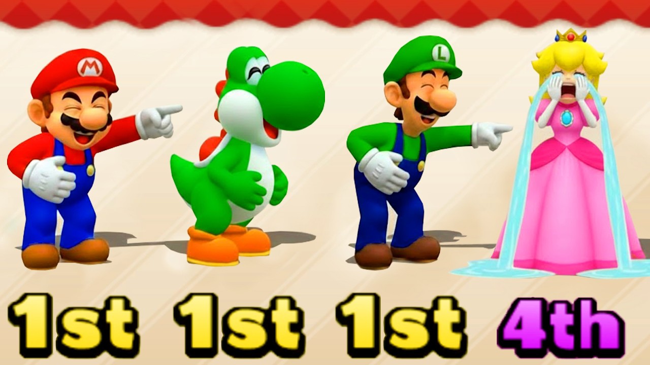 Mario Party The Top 100 Minigames Showdown 4 Player - Mario Vs Yoshi Vs Luigi Vs Peach (Max Level)