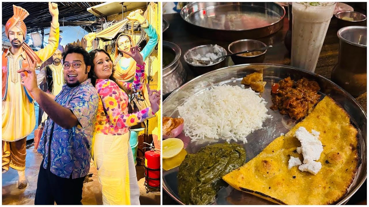 Makki ki roti,sarson da saag,kadai chicken, rabdi jalebi🤩Mumbai এসে মা দারুণ খুশি Pratap Da Dhaba🍖