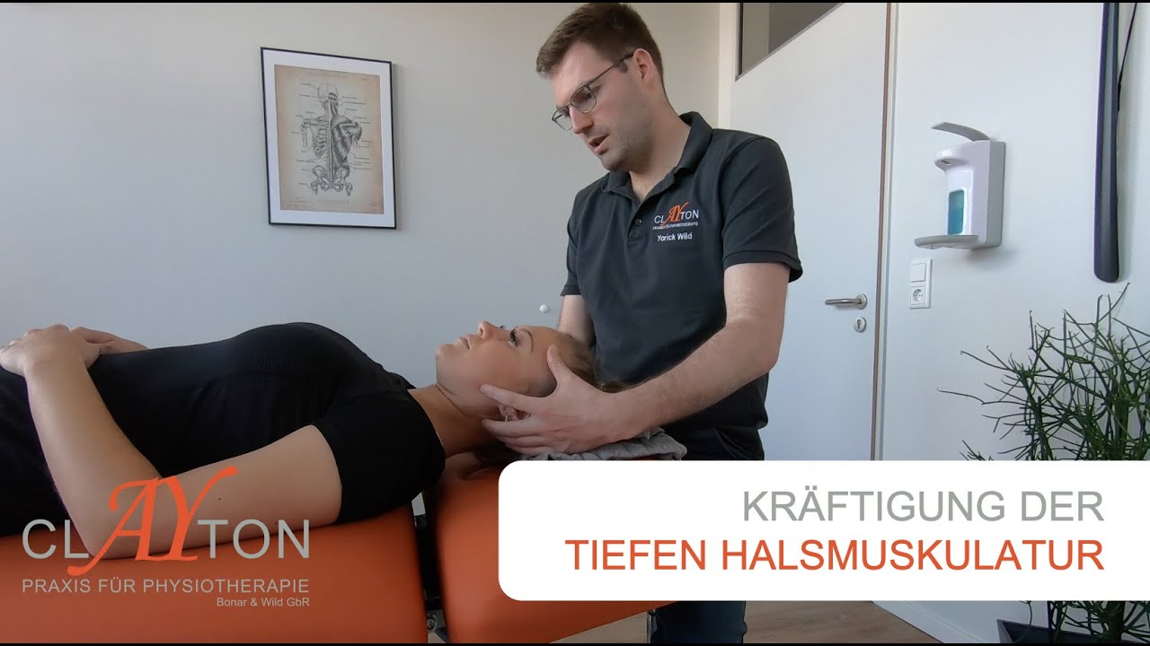 Kräftigung der tiefen Halsmuskulatur (Beschwerden Halswirbelsäule, Nackenschmerzen, Kopfschmerzen)