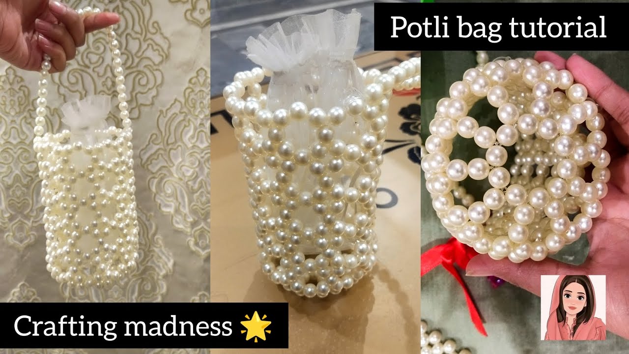 How to make a bucket bag | DIY beaded potli bag tutorial | how to make a round bottom beaded bag