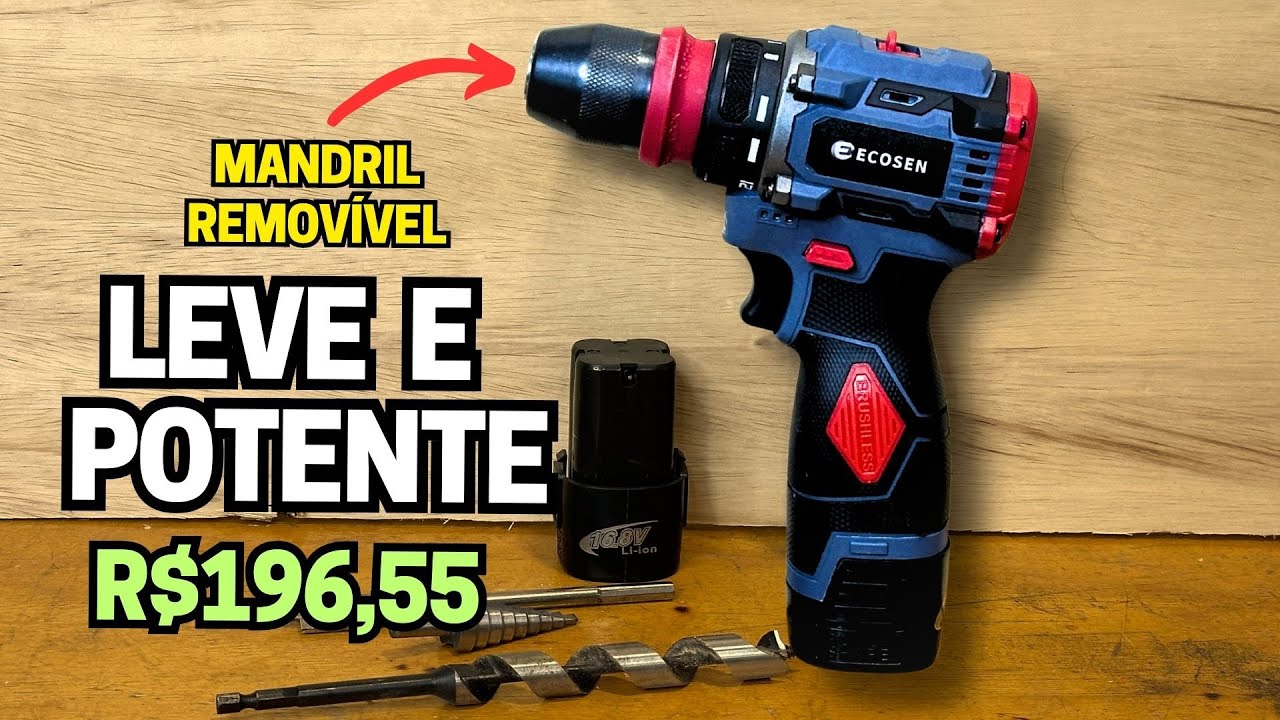 Parafusadeira e Furadeira compacta ECOSEN 16.8V com 2 baterias! - Surpreendeu!
