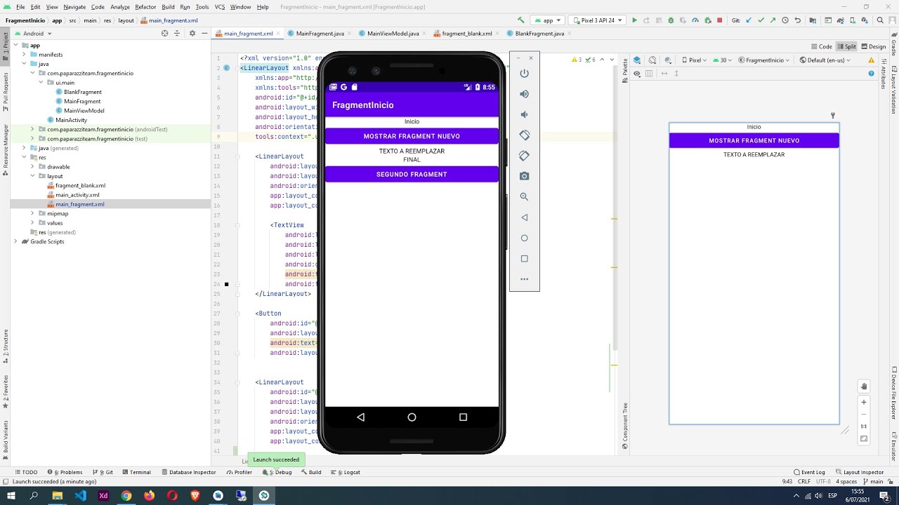 Reeemplazar un fragmento por otro fragment con un boton  - Android Studio Java