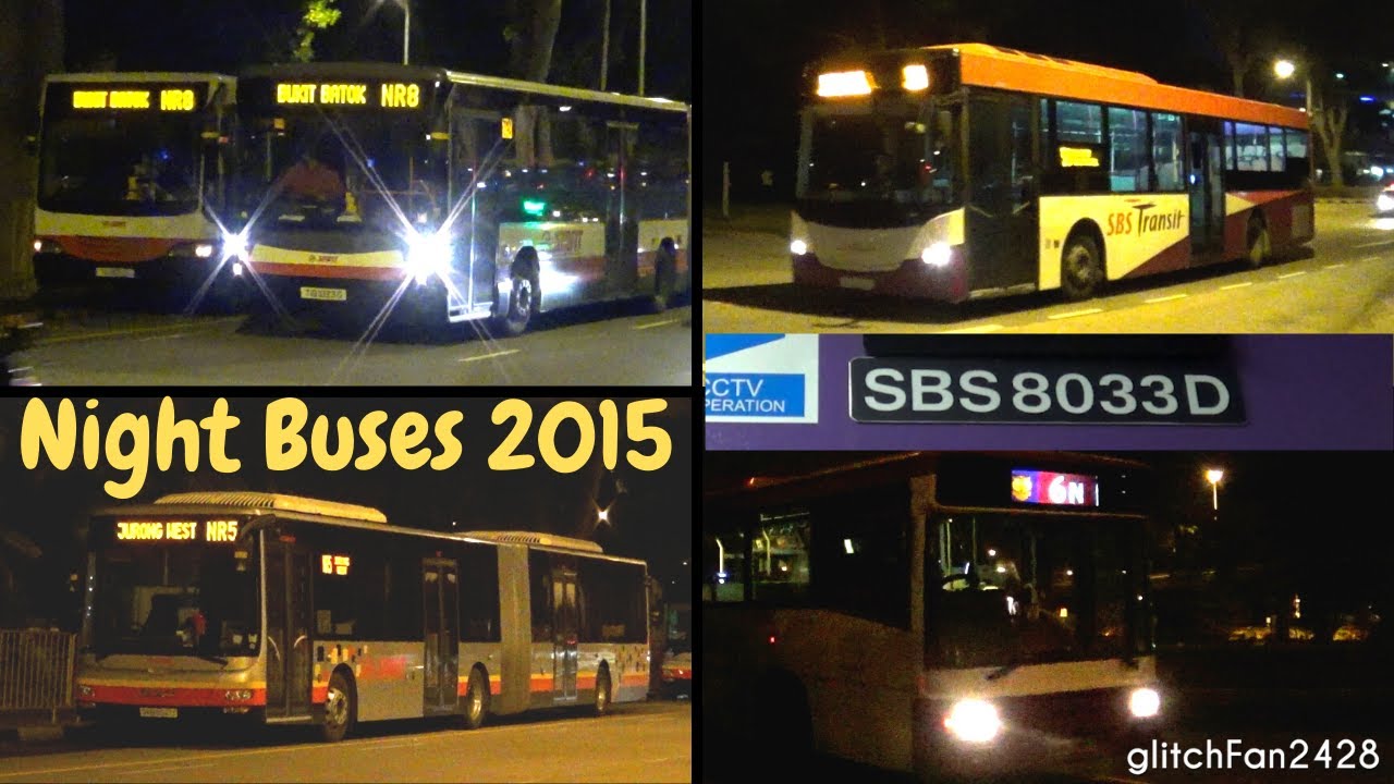 Night Rider and Nite Owl Buses at Marina Centre Terminal, Singapore 2015