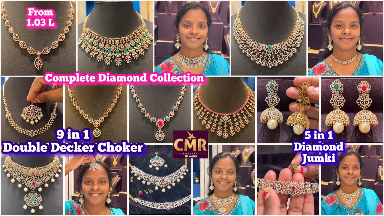 @1.03 L Diamond Necklaces | 9 in 1 Double Decker Choker | 5 in 1 Diamond Jumki | Complete Collection