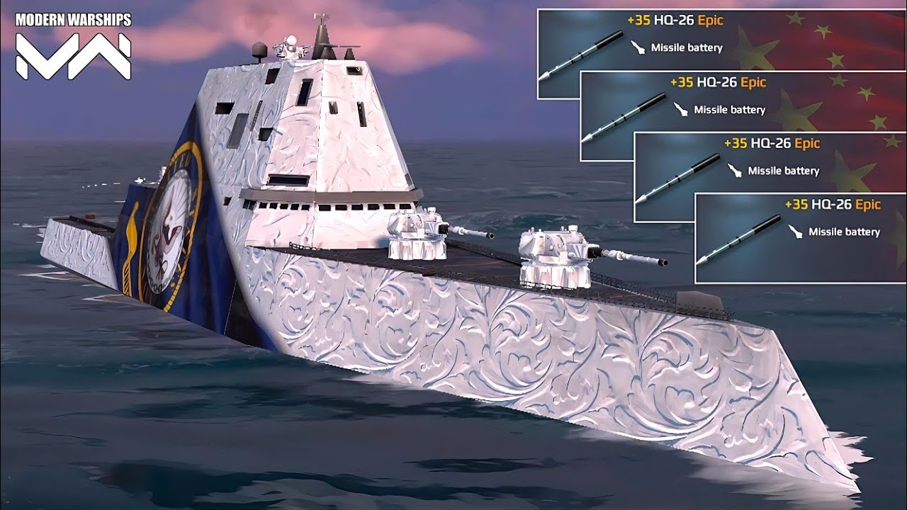USS Zumwalt with full HQ-26 Anti-aircraft Missile - Modern Warships