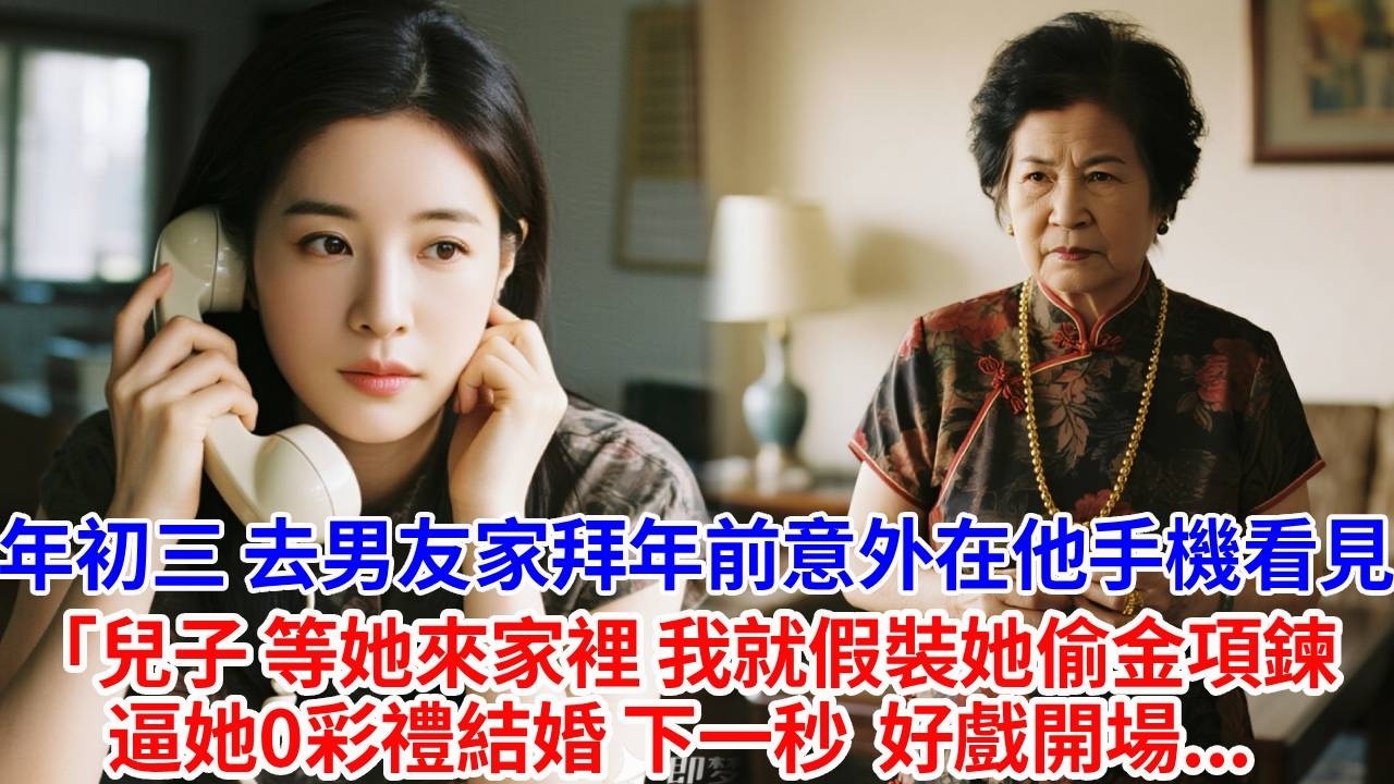 年初三，去男友家拜年前，意外在男友手機上看見：「兒子， 等她來家裡，我就假裝她偷金項鍊。逼她0彩禮結婚。」我沒鬧， 只做了一件事，好戲開場。#婆媳故事#為人處世#生活經驗#情感故事#故事#小說#戀愛