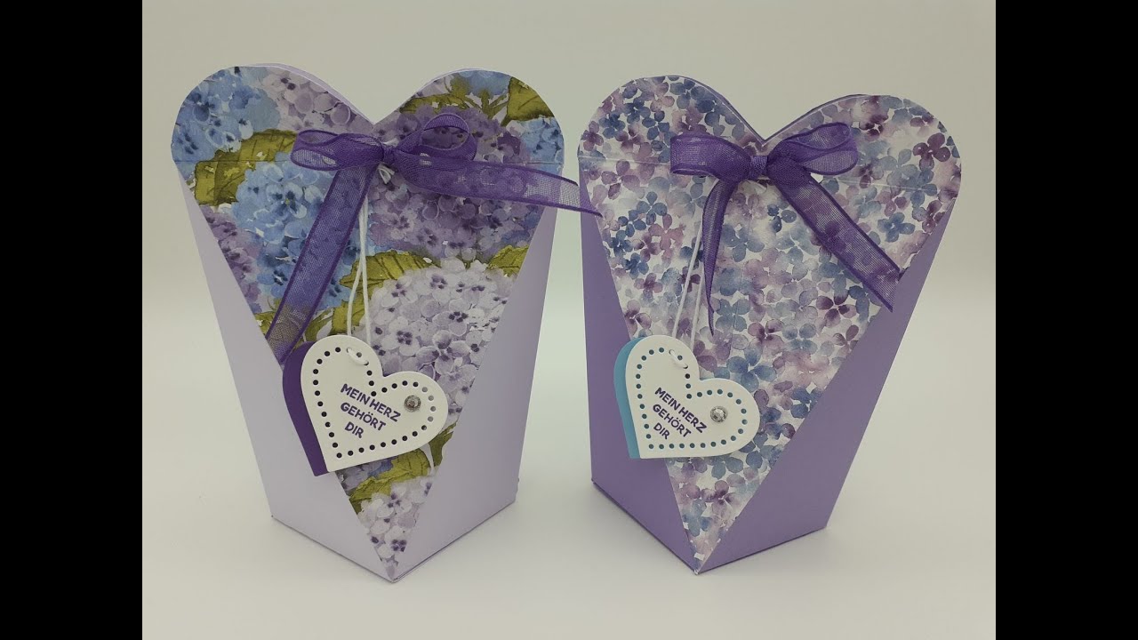 Herzbox mit Karte, Valentinstag, Stampin´ Up Hortensienpark, Reihenweise Herzen, Valentinsschatz