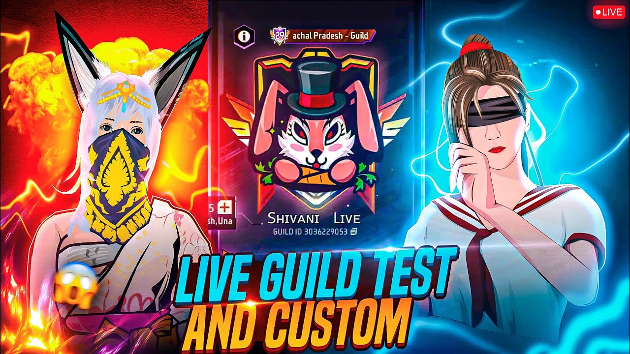FREE FIRE LIVE GUILD TEST 1V1 WITH SUBSCRIBE 👍ID REACTION 😁 6V6 CUSTOME #freefire #ffgirl #viral
