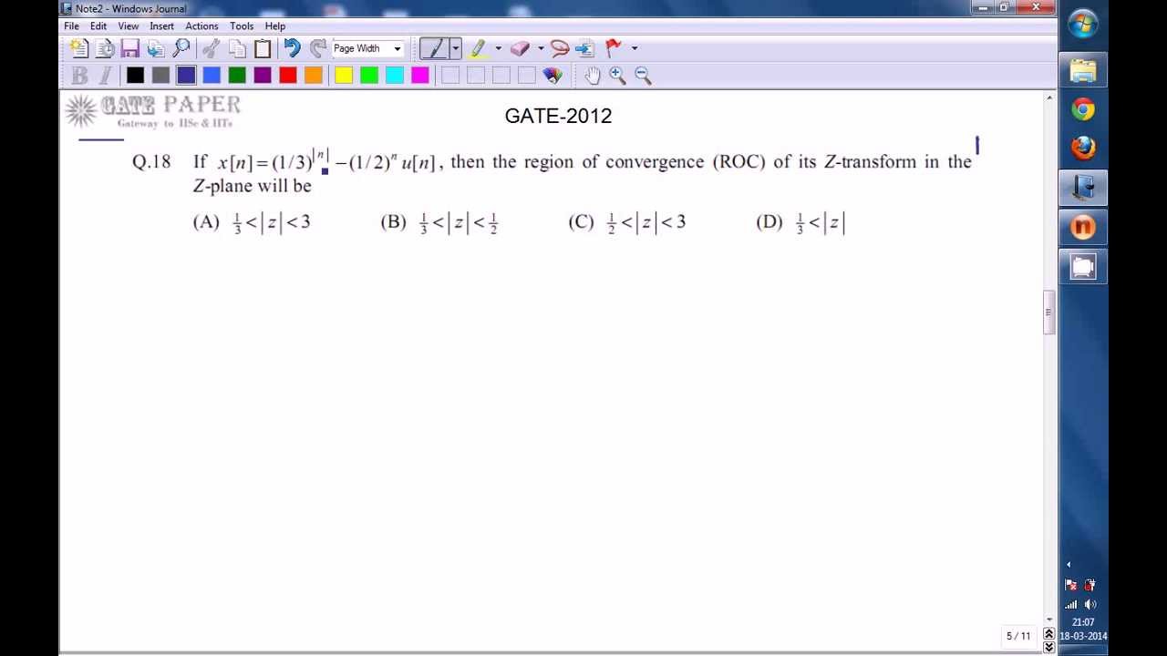 GATE 2012 ECE  ROC of Z Transform of given signal