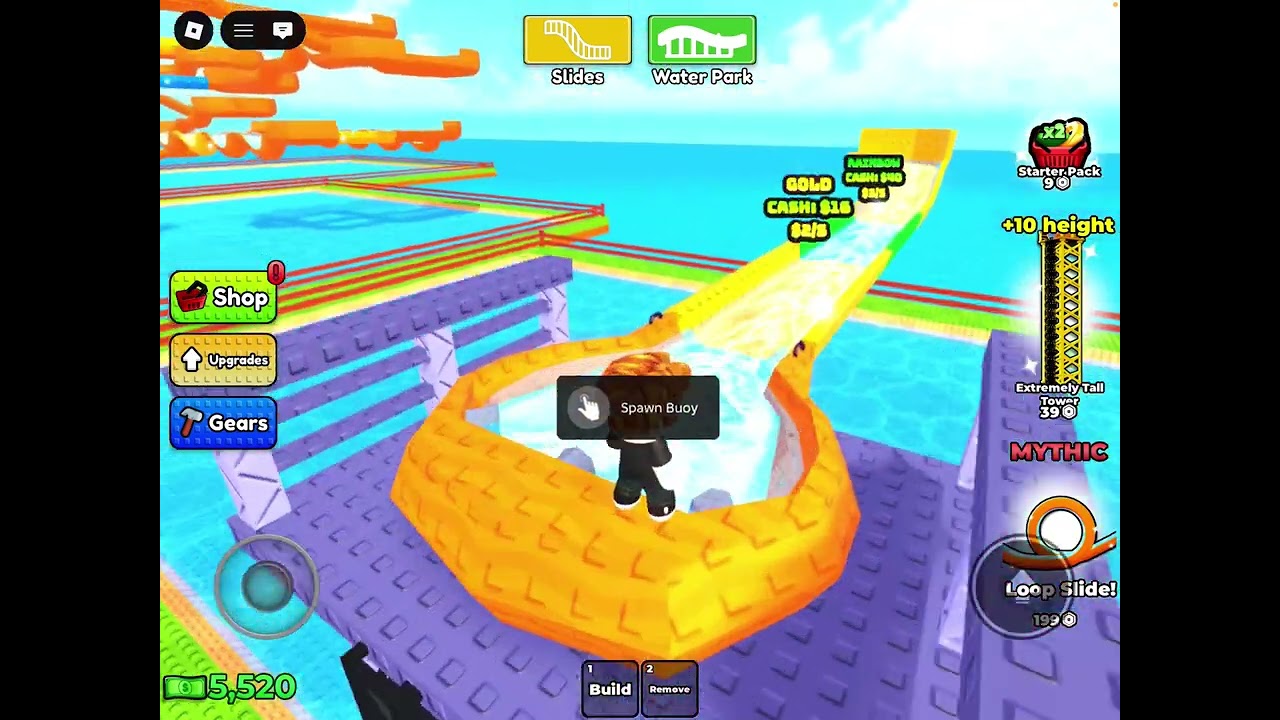 I built an infinite water slide and became rich!!!!
