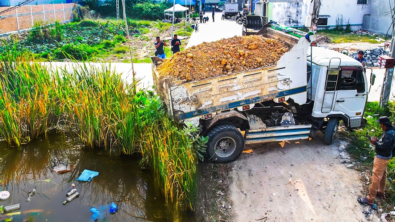 First Opening A Perfect Project!! Landfill On Grass Delete Flooded Area By Skill Dozer Pushing Soil