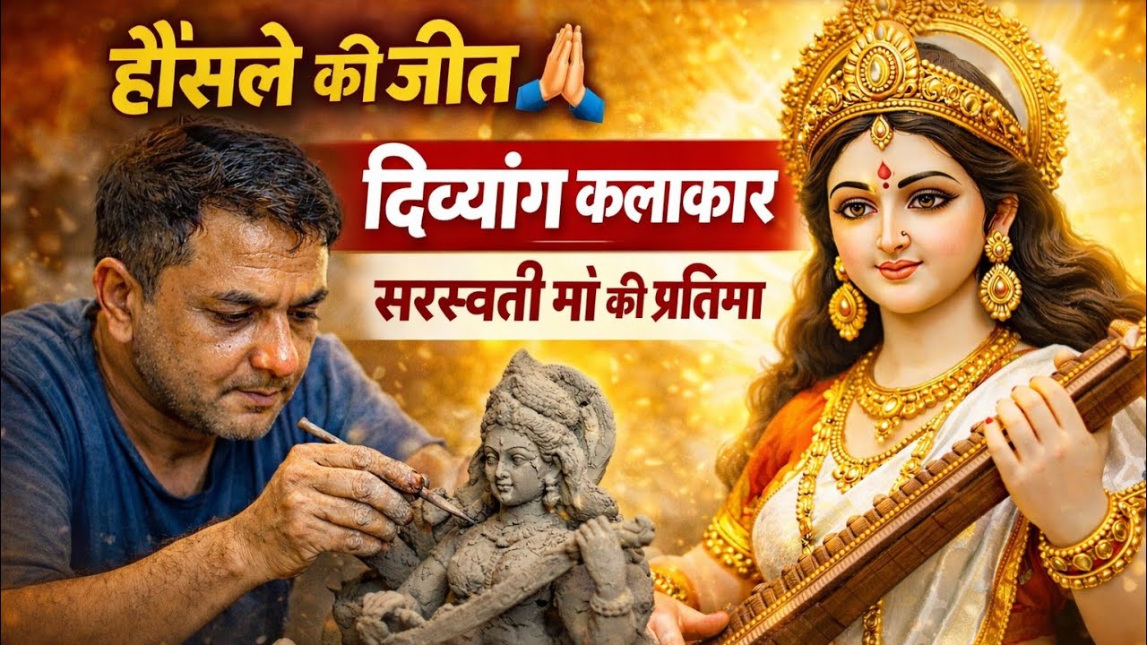 दिव्यांग होकर भी मां की प्रतिमा अद्भुत बनता है !!@MaaAmbeNews 