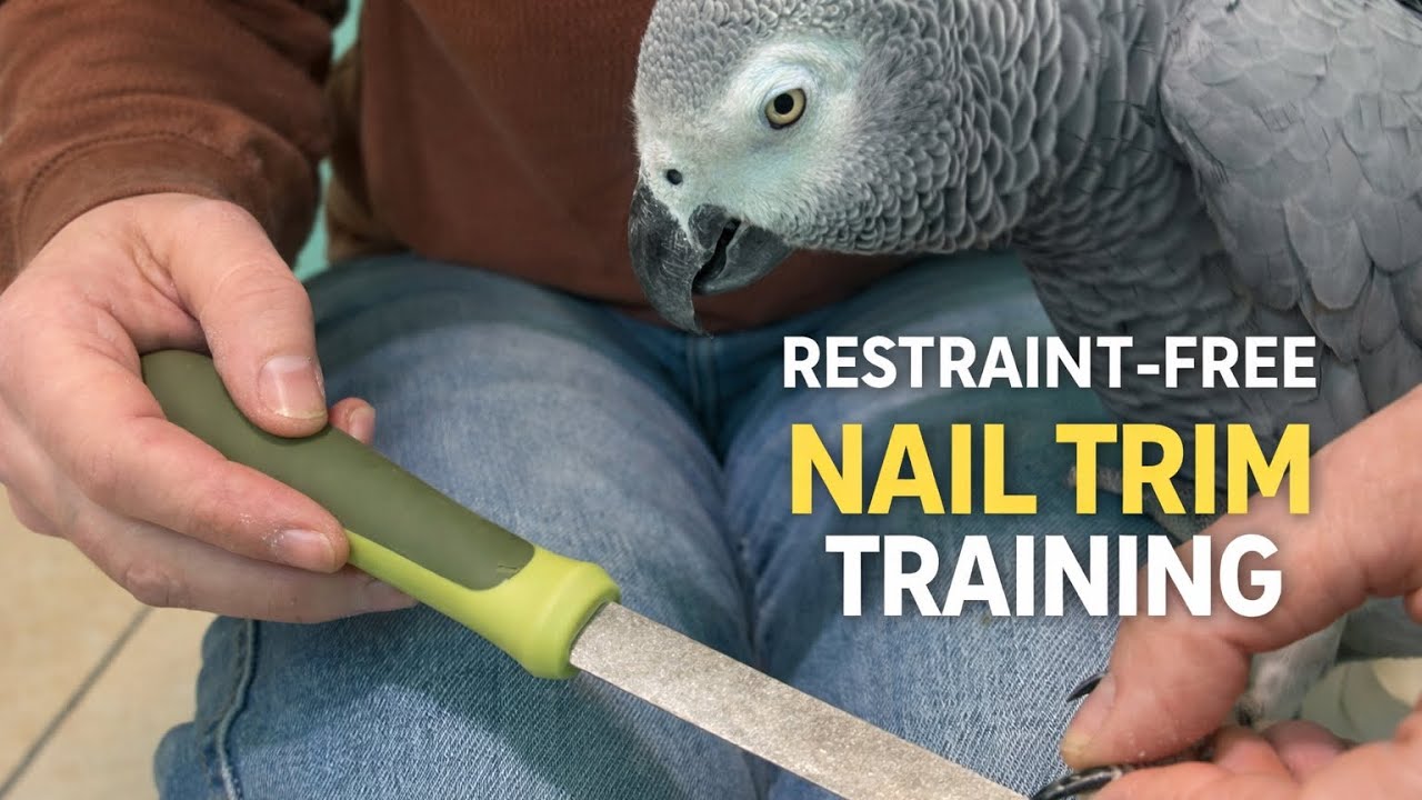 Restraint-free nail trim training session 