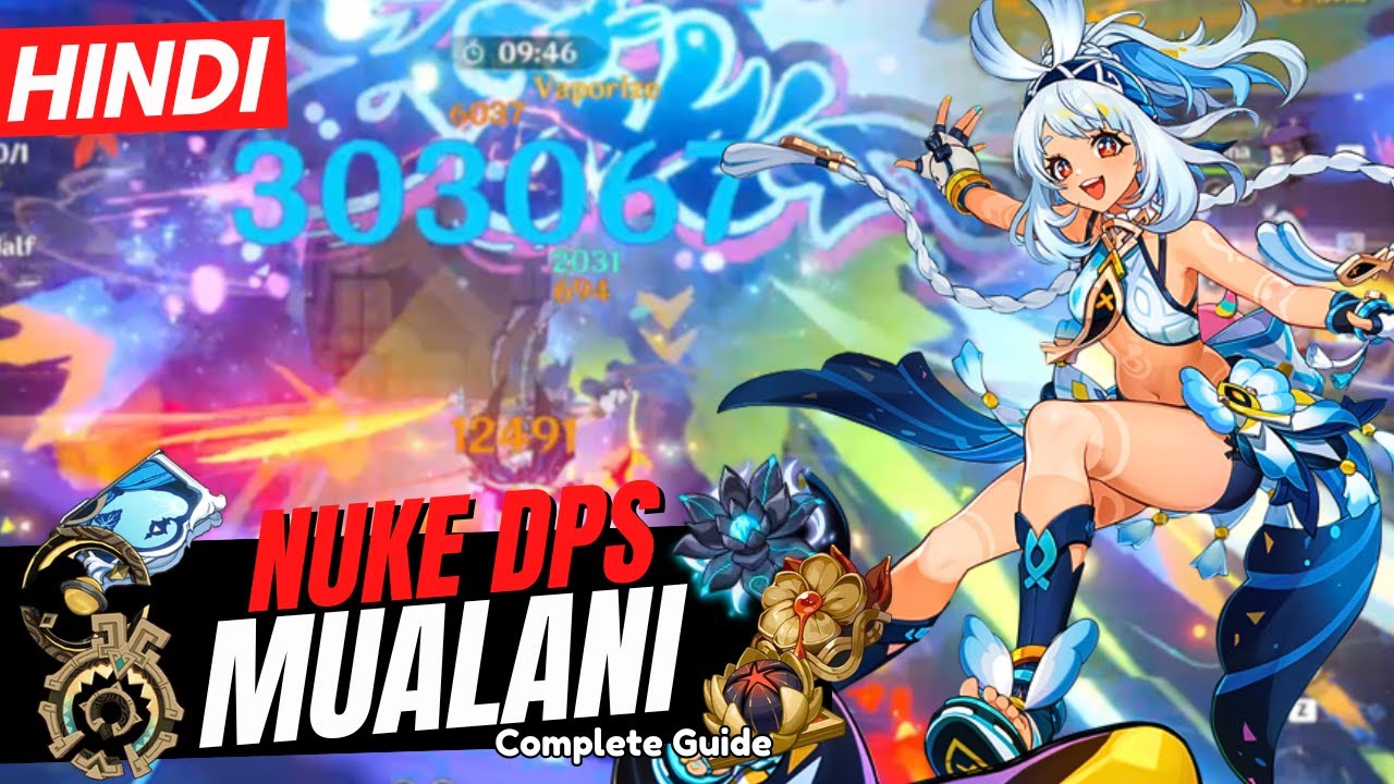 [Hindi] NUKE DPS MUALANI GUIDE! Best Mualani Build - Artifacts, Weapons, Teams | Genshin Impact