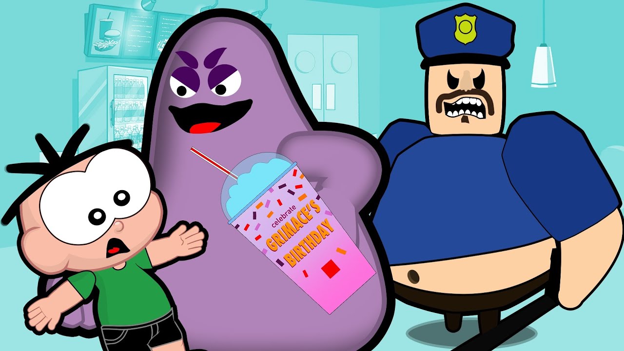 Cebolinha VS Grimace Shake e BARRY'S PRISON Roblox - Parte 1