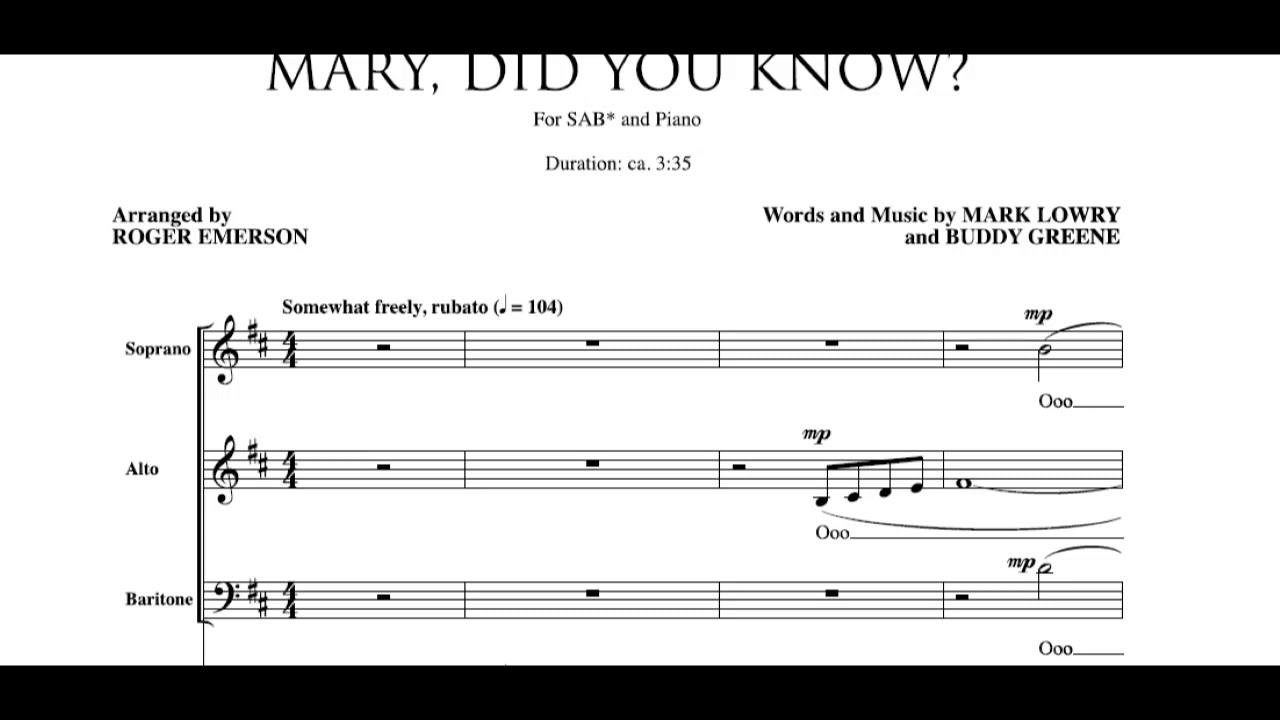 Mary Did You Know Bass Part