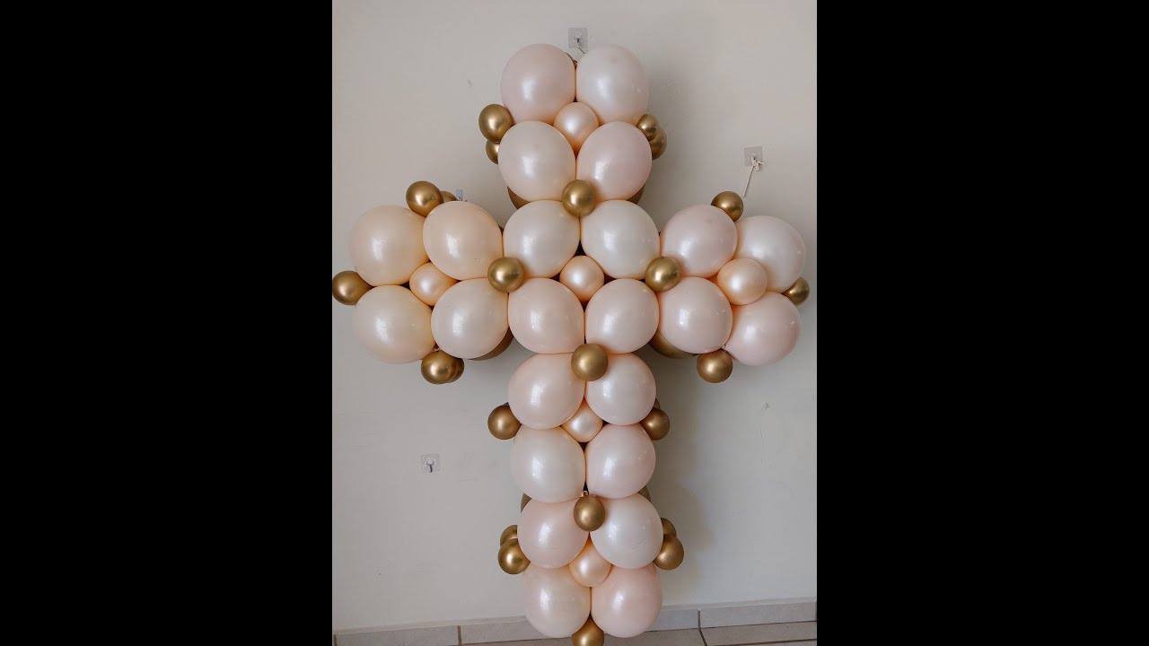 Como hacer una cruz para primera comunión y/o bautizo con globos TENDENCIA 2022