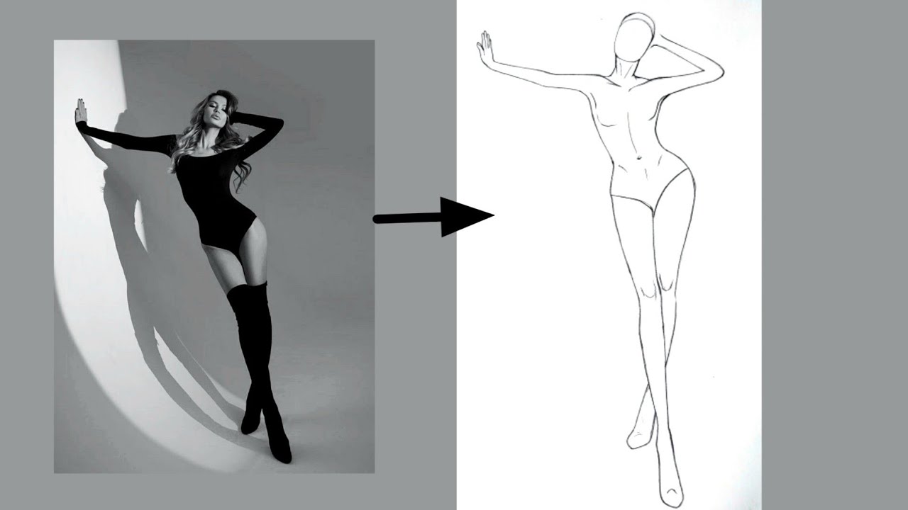 How to draw fashion figure poses from a reference | how to draw fashion illustration | easy drawing