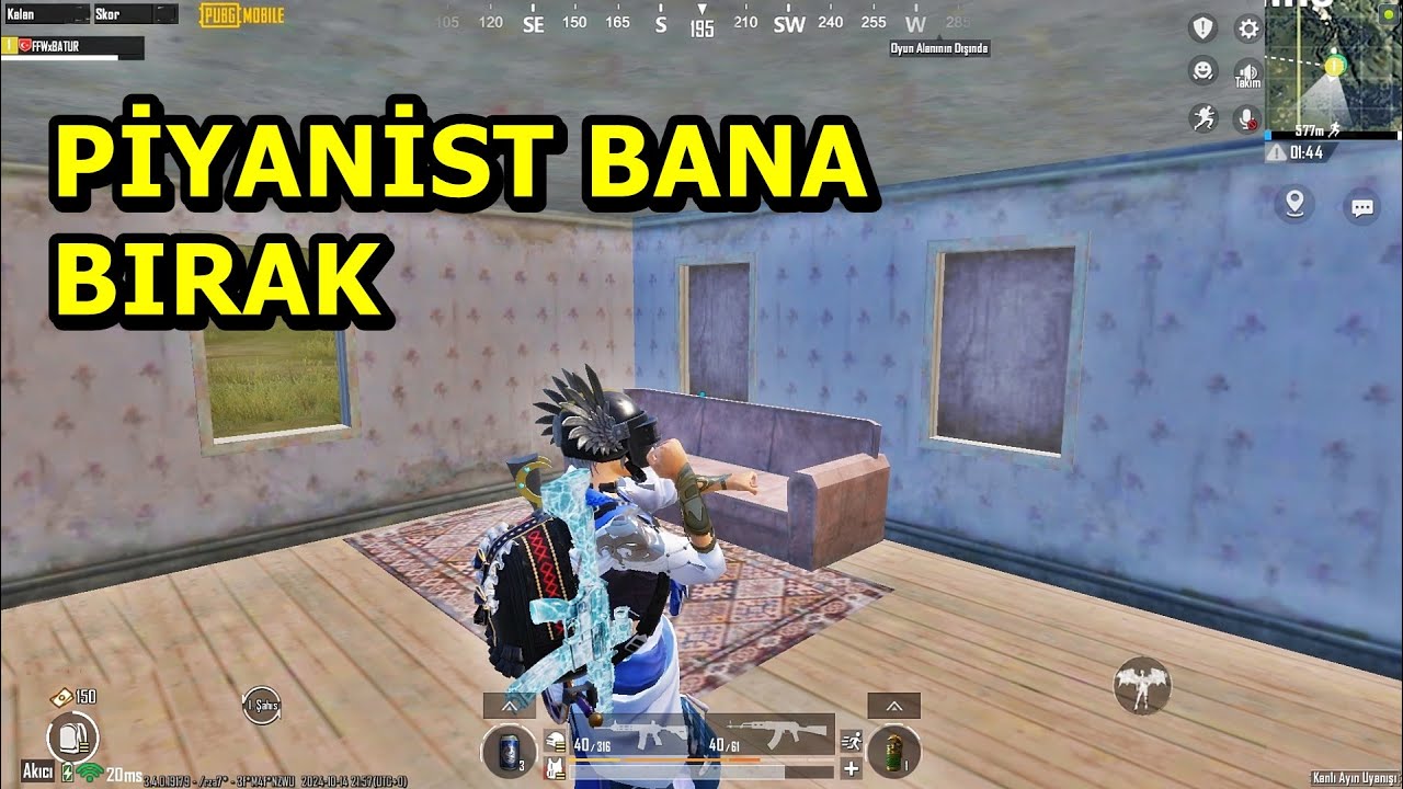 PİYANİST BANA BIRAK :) BATUR GAME EFSANE MAÇ SOLO SQUAD PUBG MOBİLE