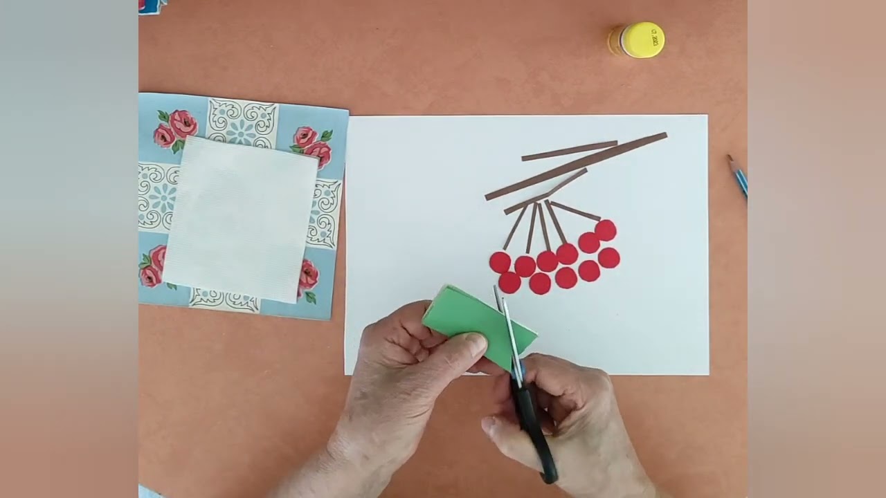 Аплікація. Гілочка калини.