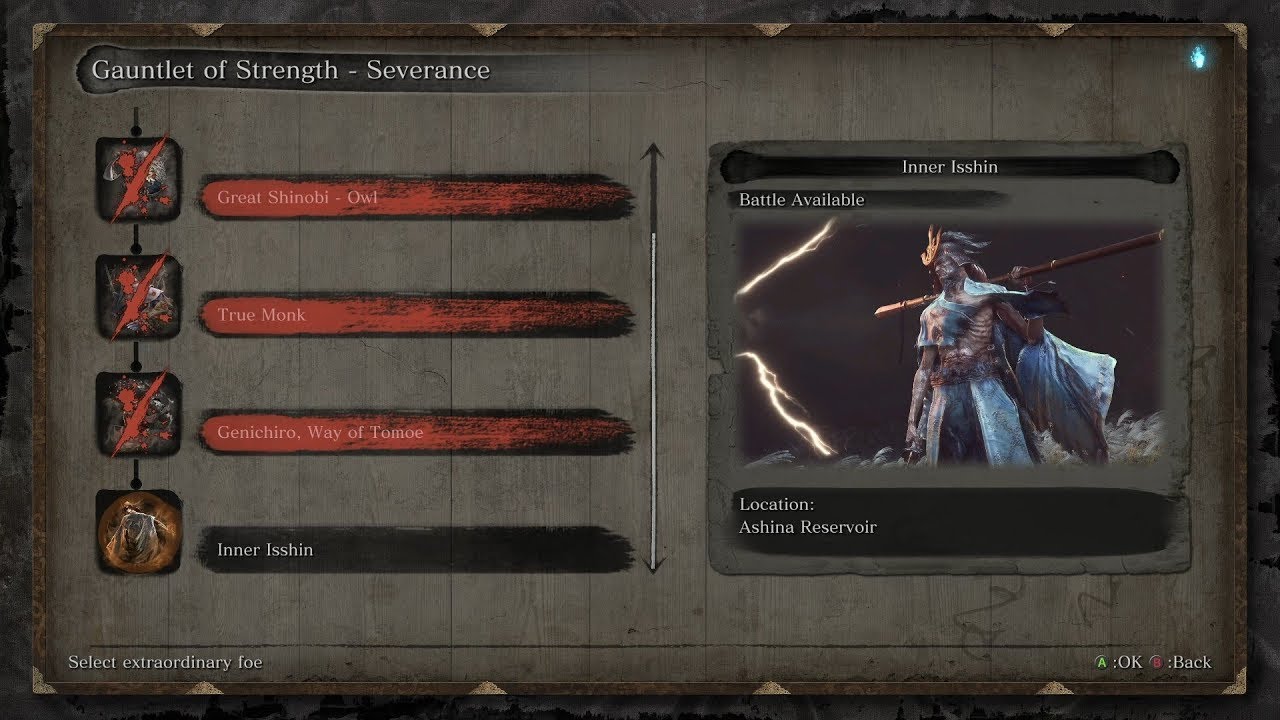 Sekiro gauntlet of strength: Severance no hit(db/nkc)