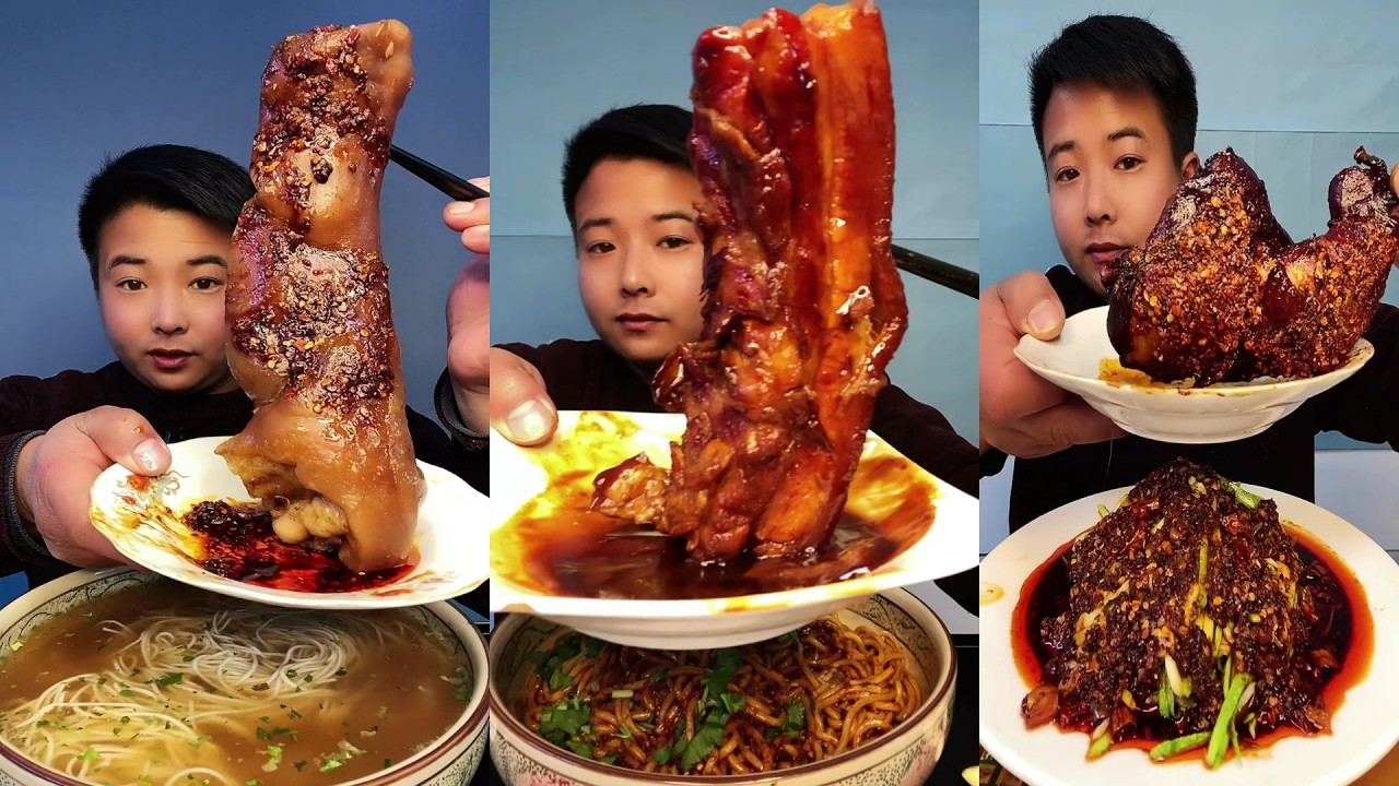 ASMR MUKBANG | SPICY BRAISED PORK BELLY |  EATING SHOW | EATING SHOW | Eat Beef Ribs #food #325