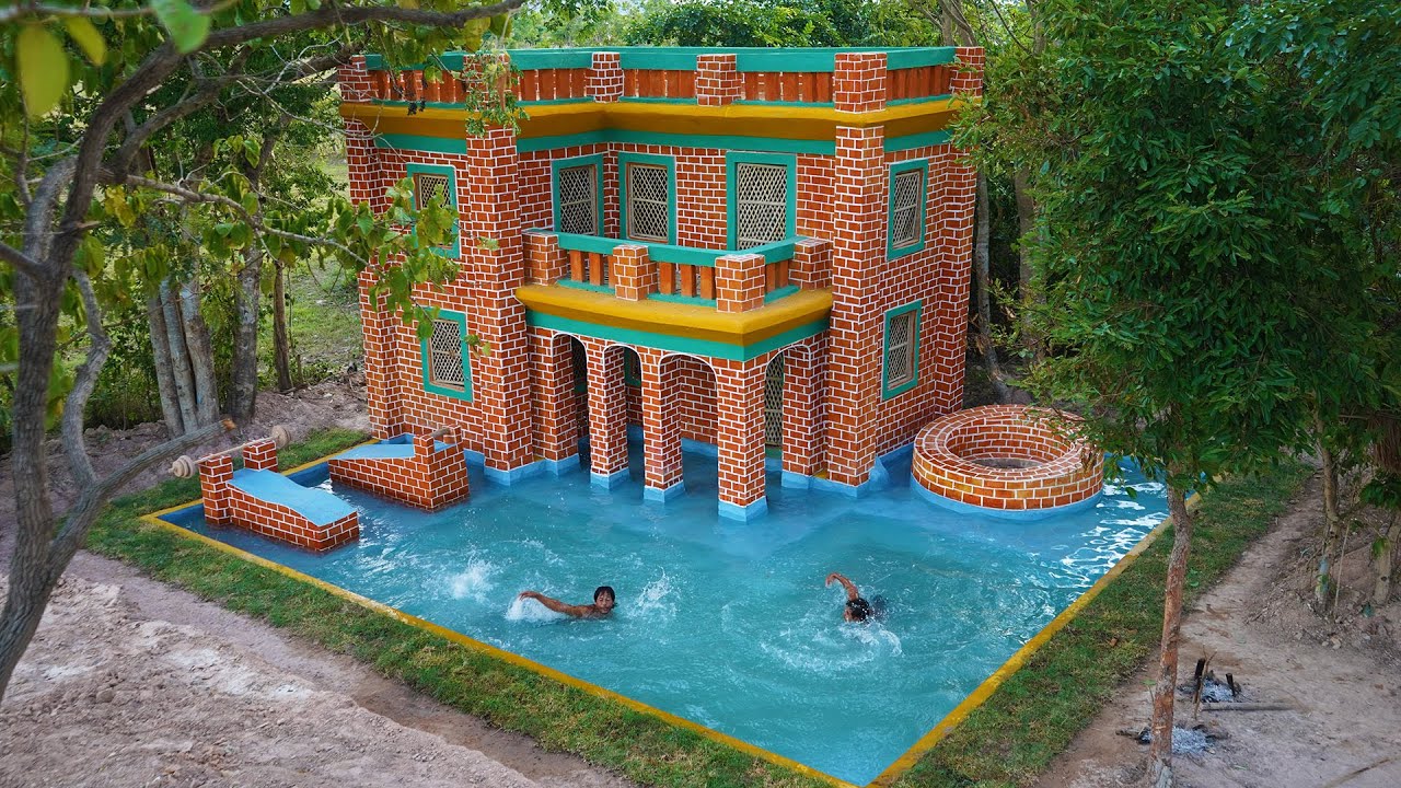 Man Build an Incredible Multi-Story Villa House in Forest & a Underground Swimming Pool By Real Life