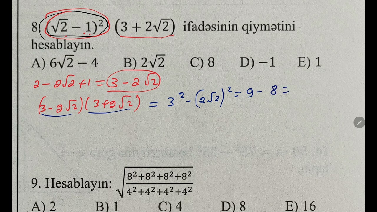 Abituriyentlər üçün riyaziyyatdan maraqlı 6 sual. #buraxilisimtahani , #riyaziyyat , #abituriyent 