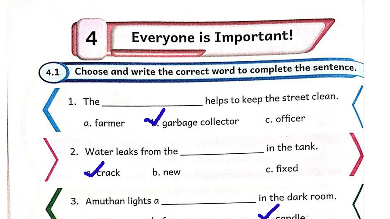 English Work Book Class 5 Term 3 unit 4 Everyone is Important