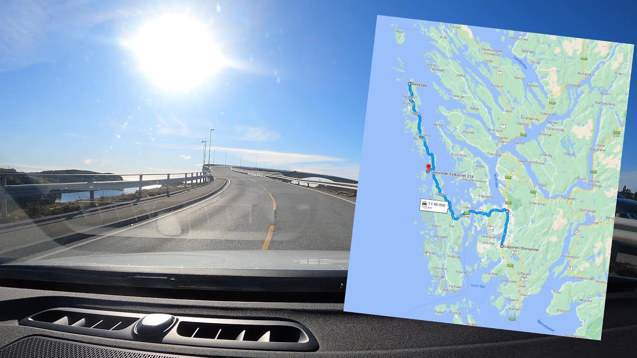 Driving from Bergen to Øygarden as far as the road will take us 4K