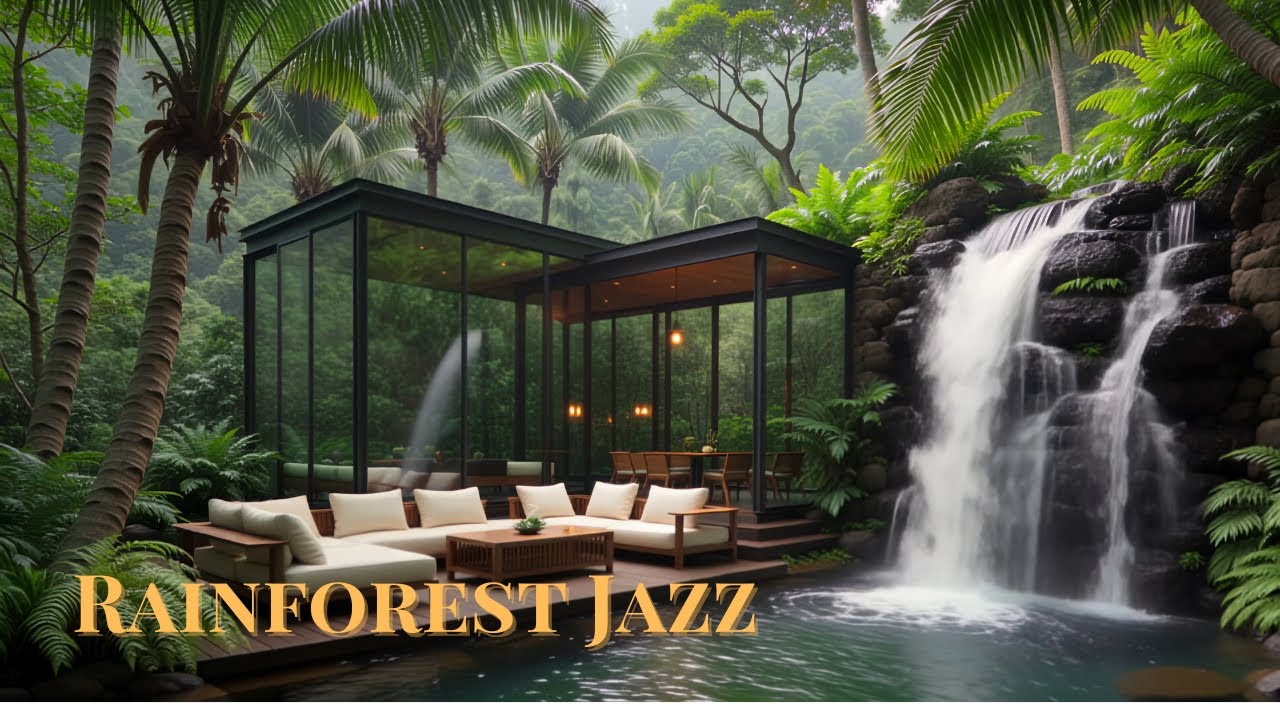 Rainforest Jazz 🌿 Luxury Tropical Waterfall Ambience