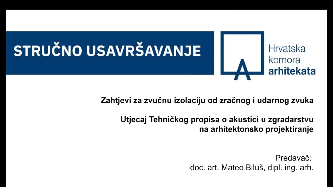 Webinar - Akustika u zgradarstvu - Mateo Biluš