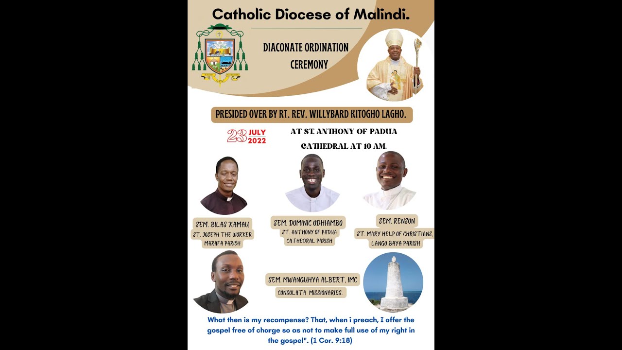 MALINDI DIOCESE DIACONATE ORDINATION CEREMONY 2022