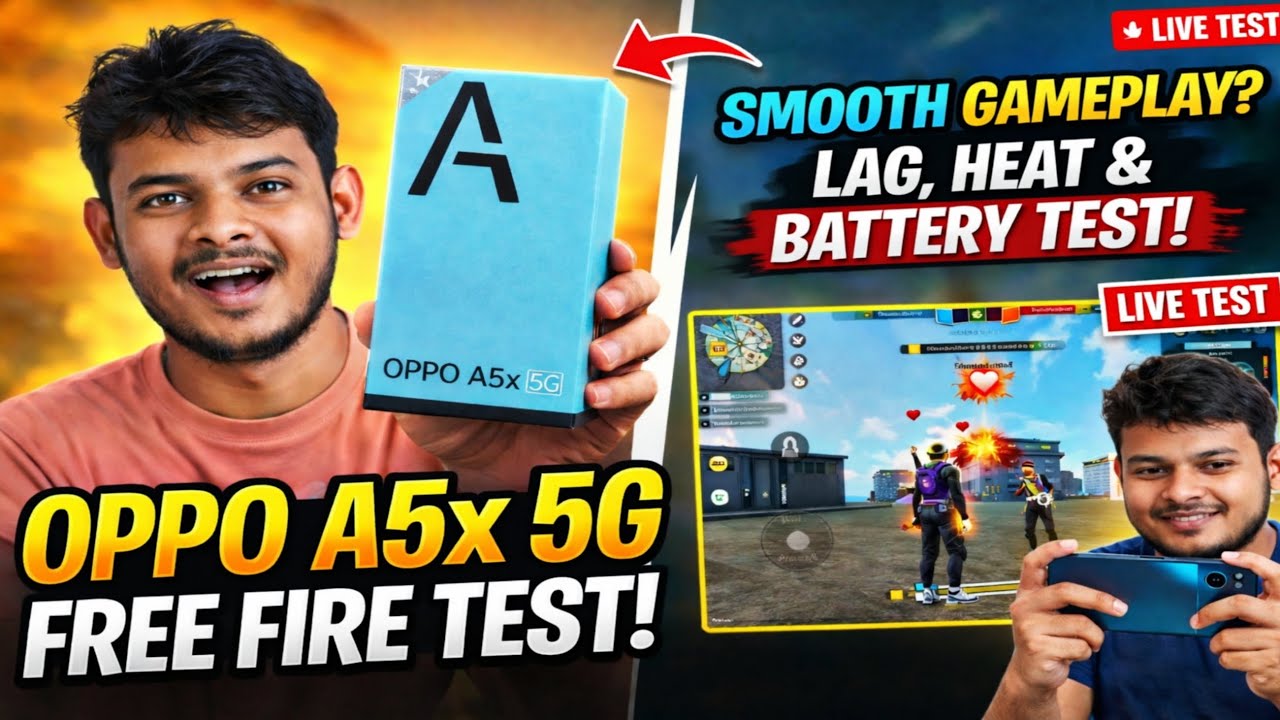 OPPO A5x 5G Free Fire Gameplay Test 🔥 | FPS, Lag & Heating Test 😱